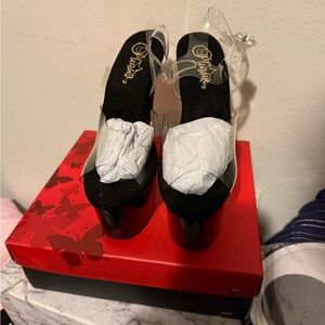 Pleaser Black and Clear Platform Heels